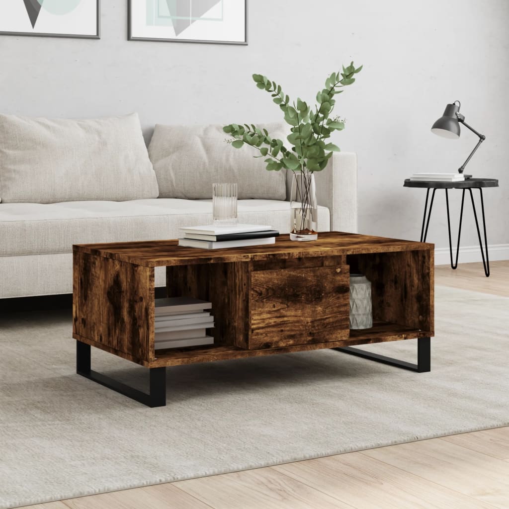 Coffee Table Smoked Oak 90x50x36,5 cm Engineered Wood