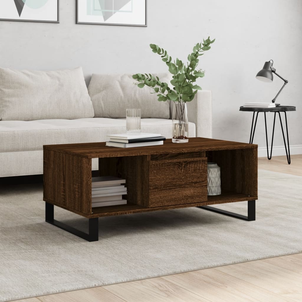 Coffee Table Brown Oak 90x50x36,5 cm Engineered Wood