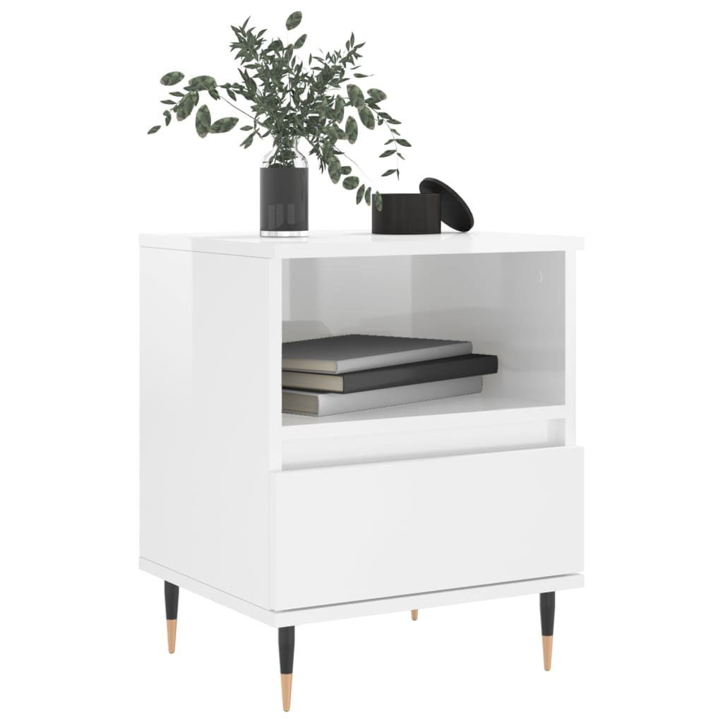 Bedside Cabinets 2 pcs High Gloss White 40x35x50 cm