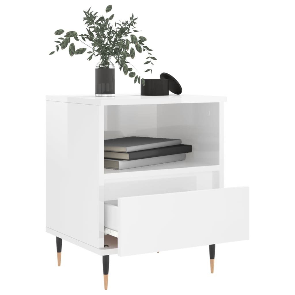 Bedside Cabinets 2 pcs High Gloss White 40x35x50 cm