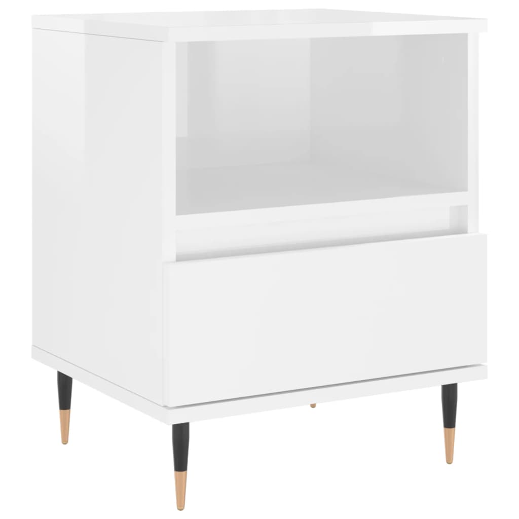 Bedside Cabinets 2 pcs High Gloss White 40x35x50 cm