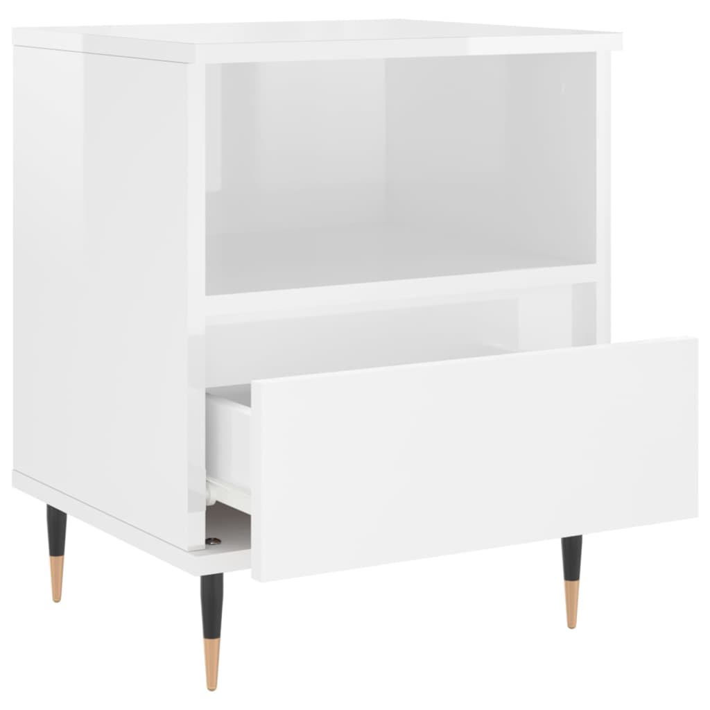 Bedside Cabinets 2 pcs High Gloss White 40x35x50 cm