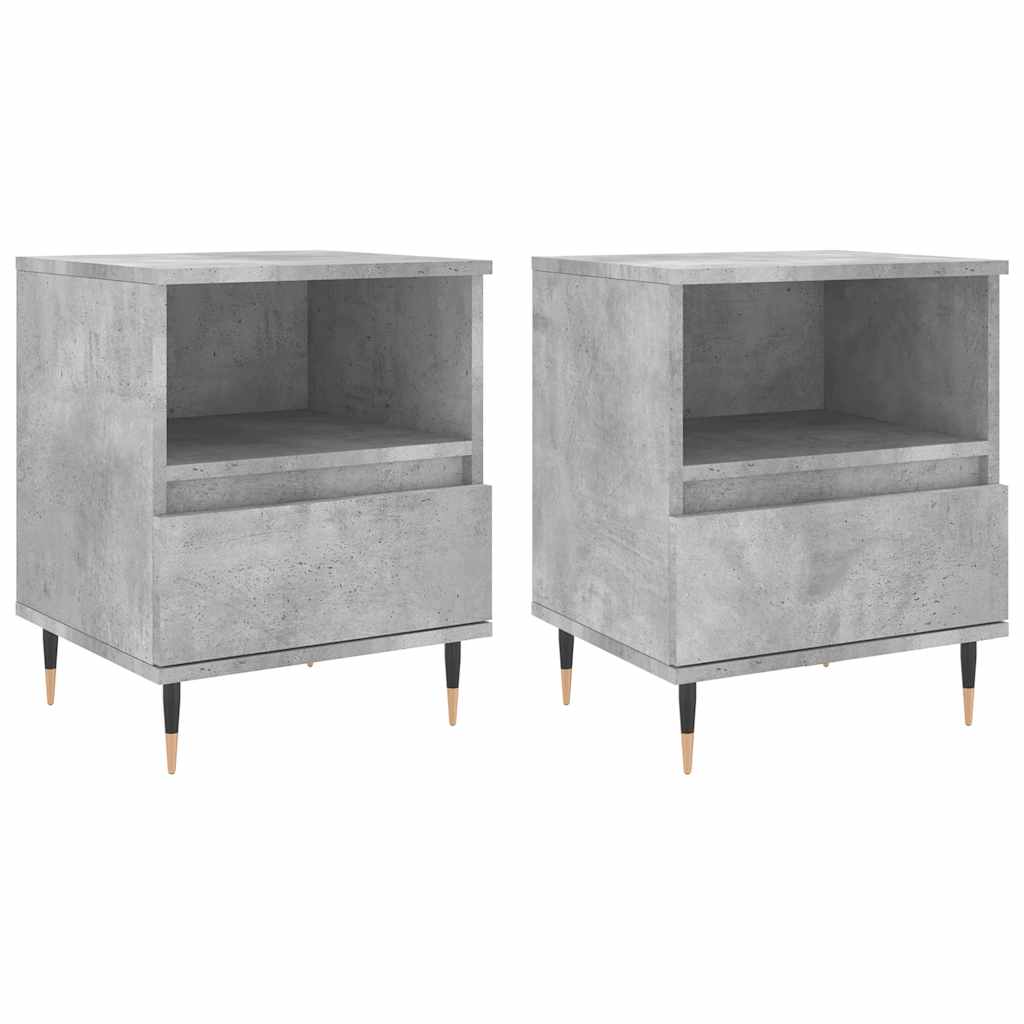 Bedside Cabinets 2 pcs Concrete Grey 40x35x50cm Engineered Wood