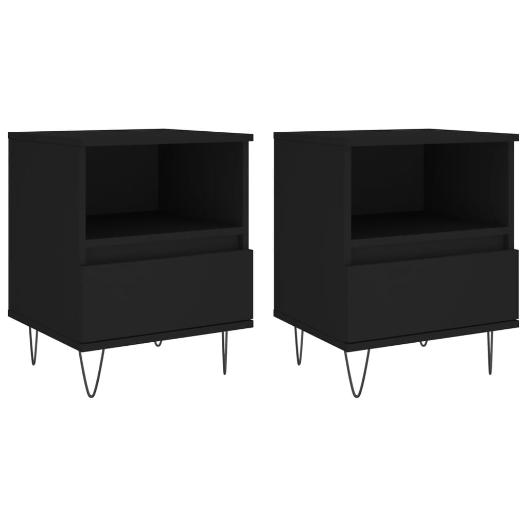 vidaXL Bedside Cabinets 2 pcs Black 40x35x50 cm Engineered Wood