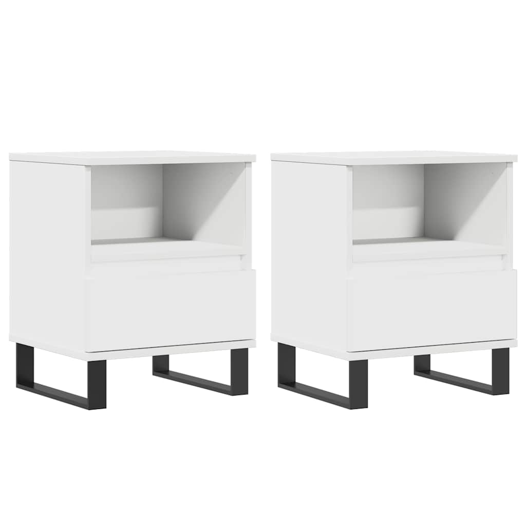 Bedside Cabinets 2 pcs White 40x35x50 cm Engineered Wood