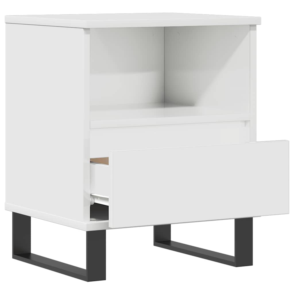 Bedside Cabinet High Gloss White 40x35x50 cm Engineered Wood