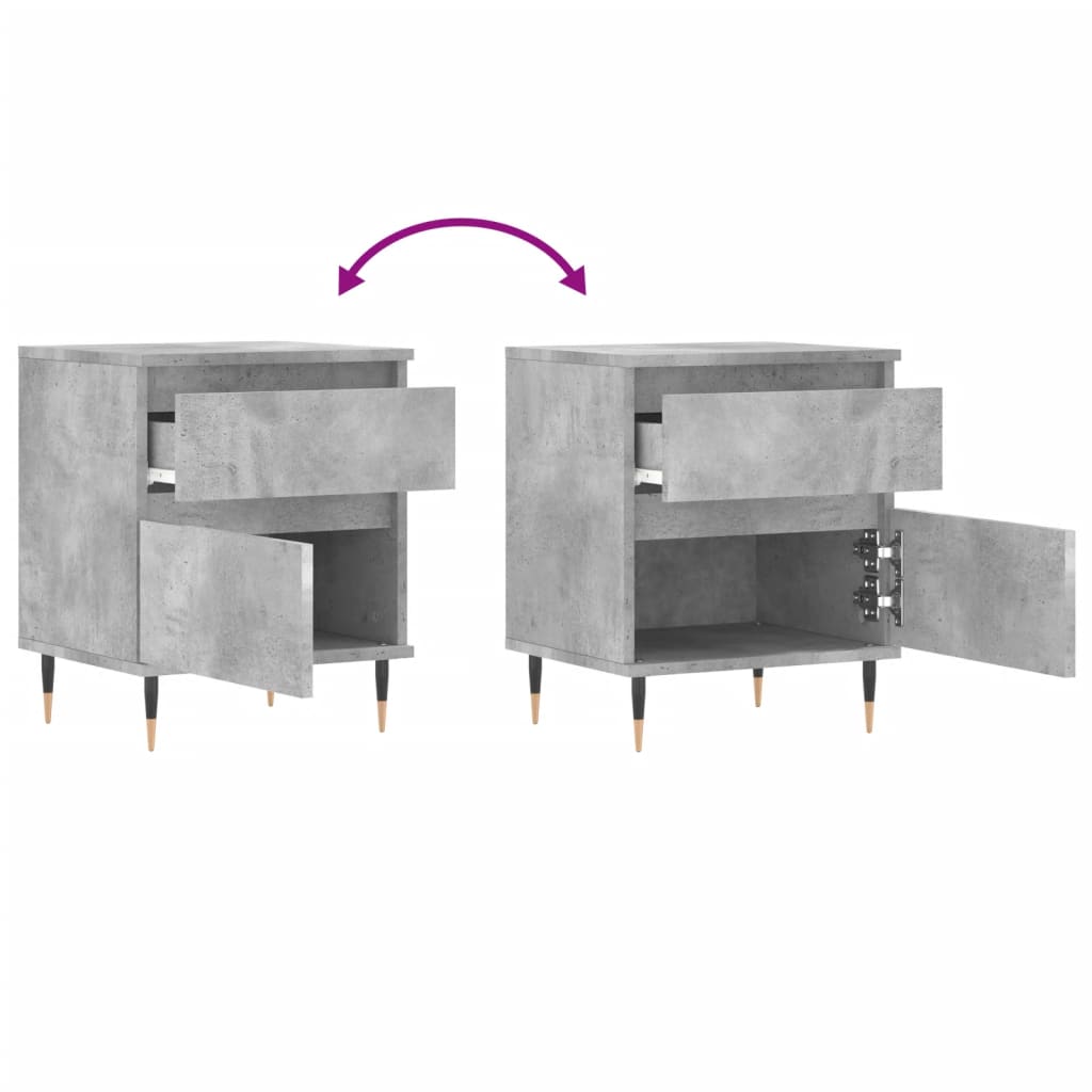 vidaXL Bedside Cabinets 2 pcs Concrete Grey 40x35x50 cm Engineered Wood