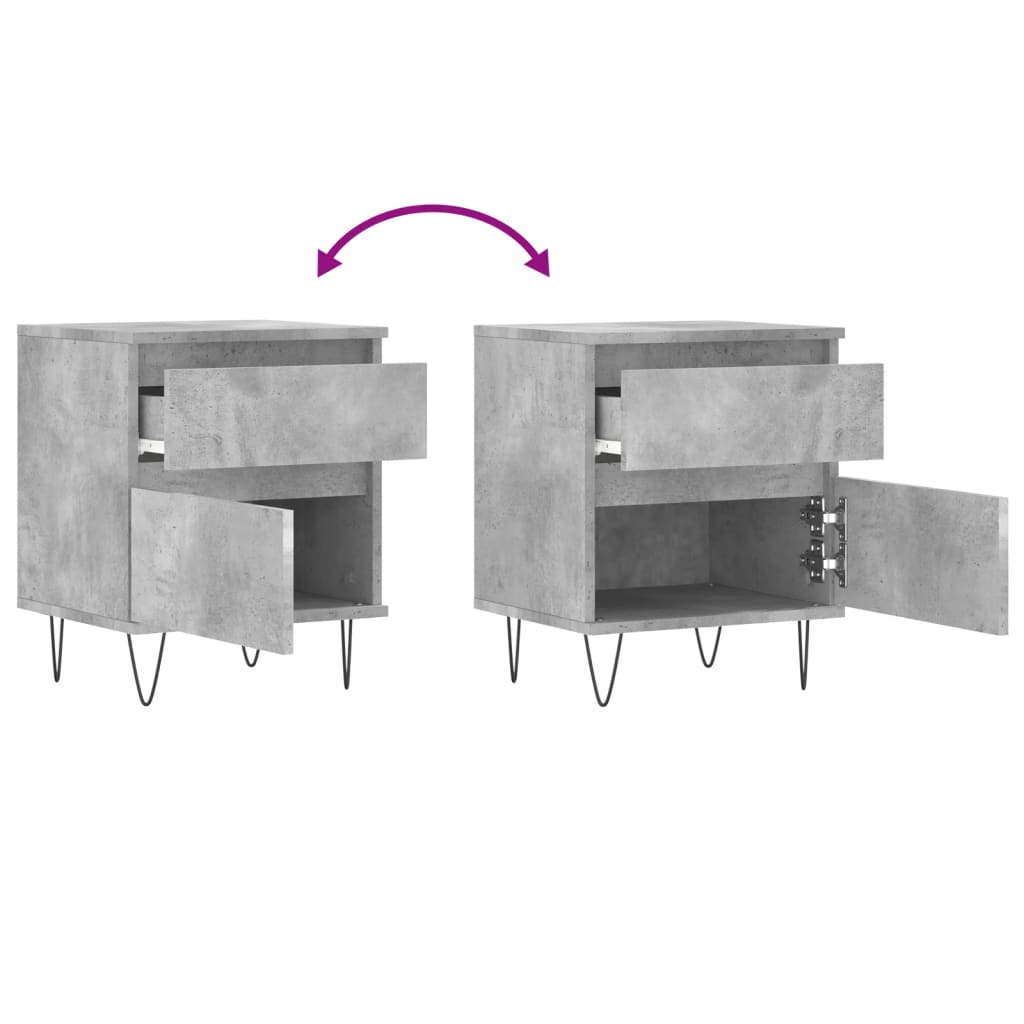 Bedside Cabinet Concrete Grey 40x35x50 cm Engineered Wood