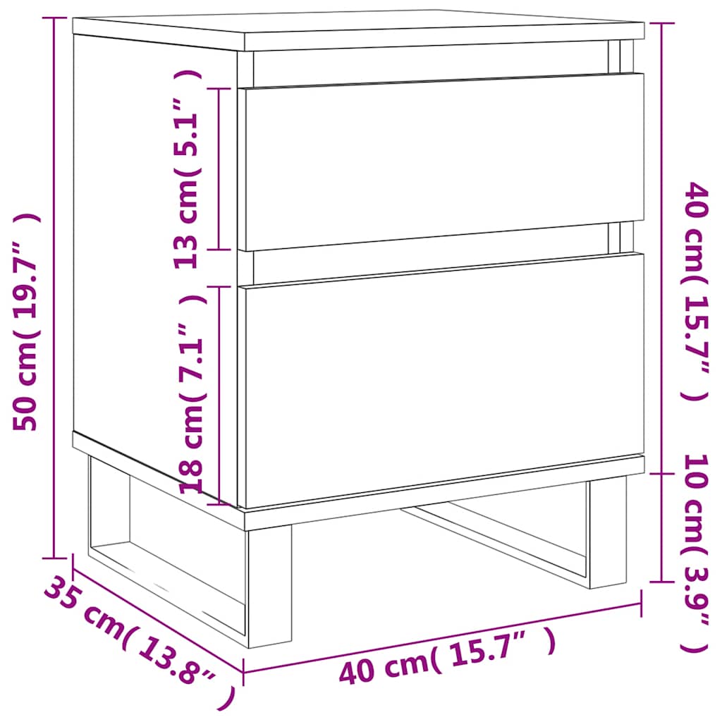 Bedside Cabinet Smoked Oak 40x35x50 cm Engineered Wood