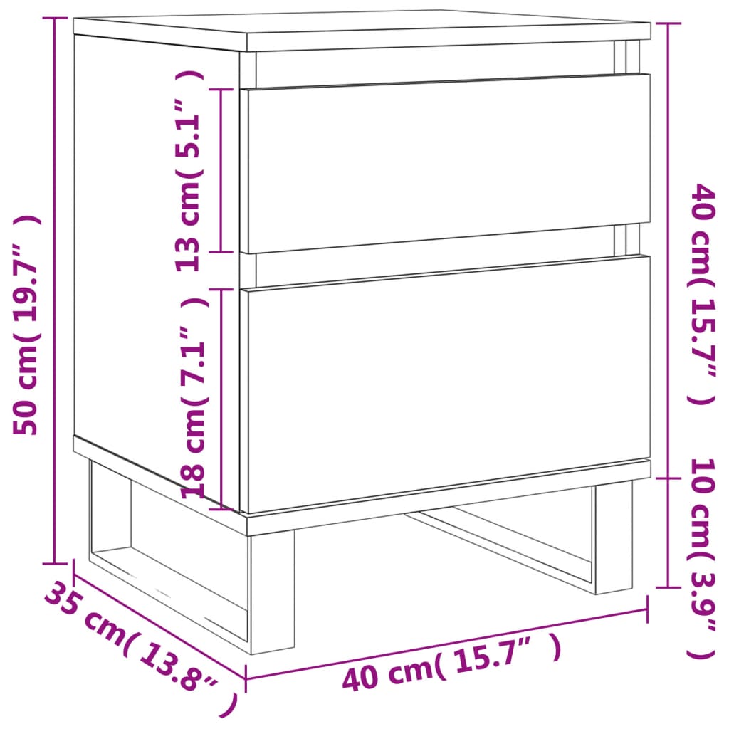 Bedside Cabinets 2 pcs Grey Sonoma 40x35x50 cm Engineered Wood