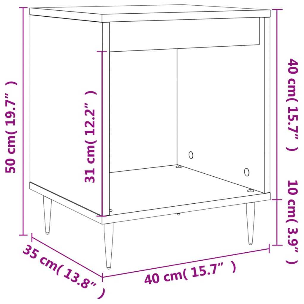 Bedside Cabinets 2 pcs Black 40x35x50 cm Engineered Wood