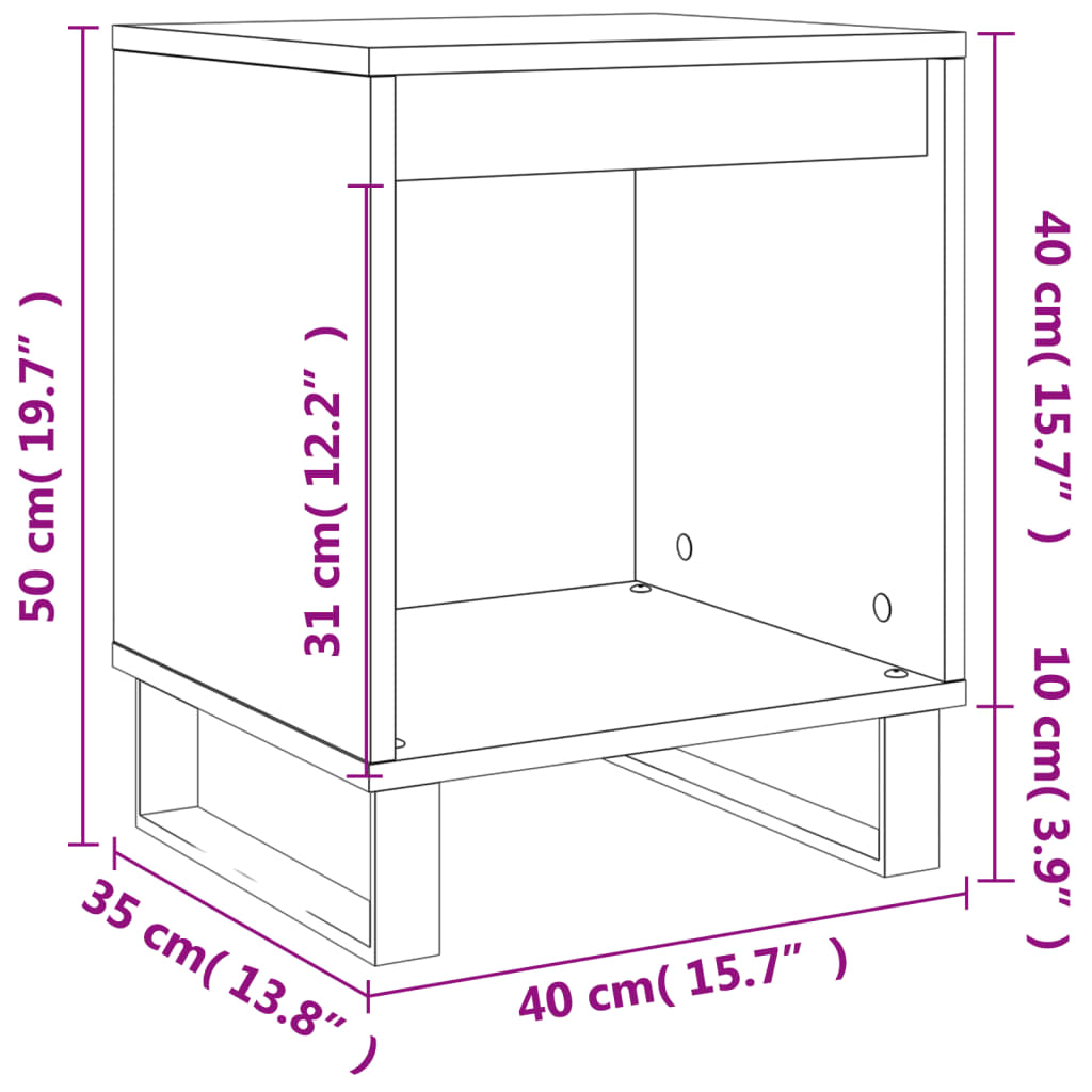 Bedside Cabinets 2 pcs Brown Oak 40x35x50 cm Engineered Wood