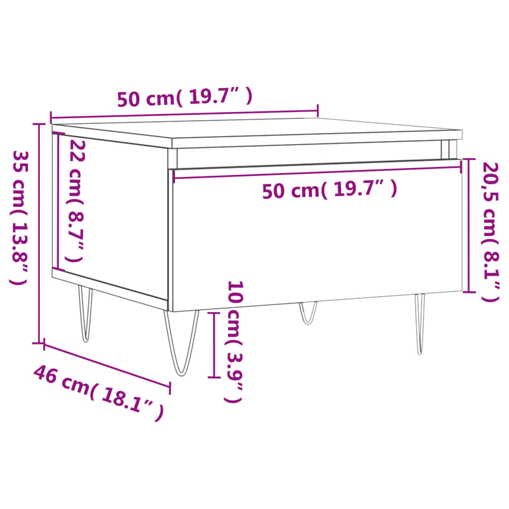 vidaXL Coffee Table Brown Oak 50x46x35 cm Engineered Wood