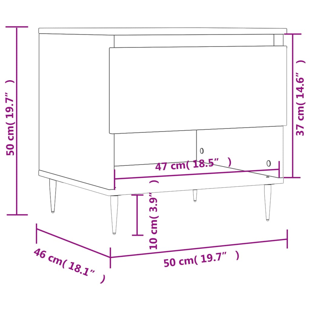 Coffee Table White 50x46x50 cm Engineered Wood