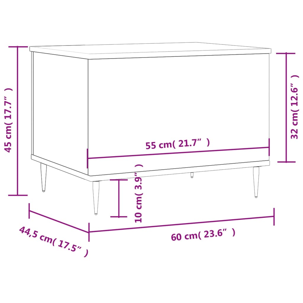 Coffee Table Black 60x44.5x45 cm Engineered Wood