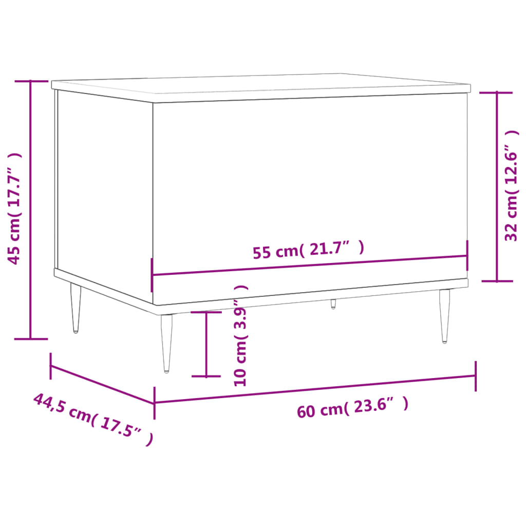 vidaXL Coffee Table Grey Sonoma 60x44.5x45 cm Engineered Wood