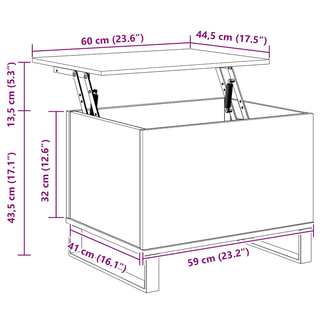 Coffee Table Sonoma Oak 60x44,5x45 cm Engineered Wood