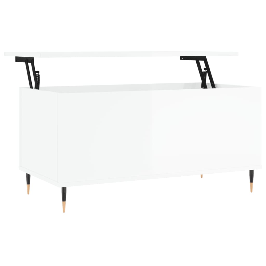 Coffee Table High Gloss White 90x44,5x45 cm Engineered Wood