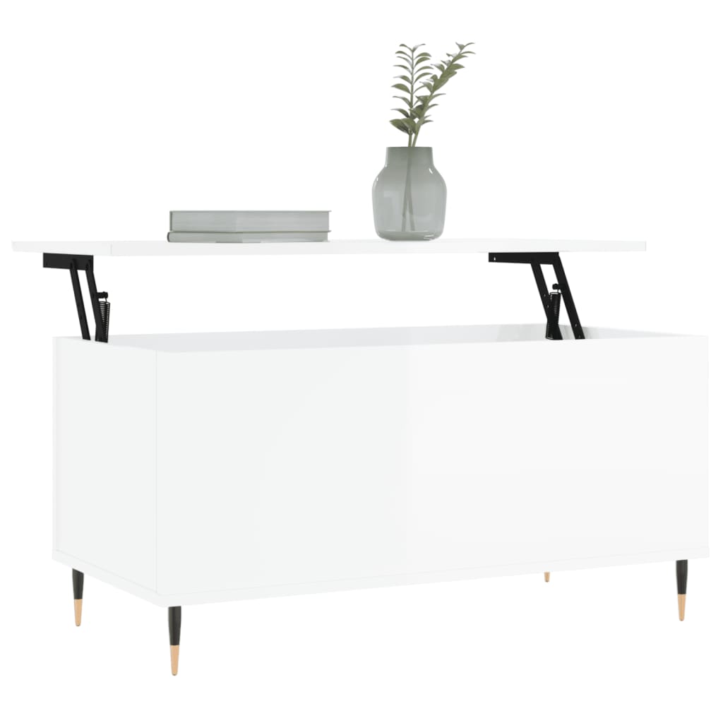 Coffee Table High Gloss White 90x44,5x45 cm Engineered Wood