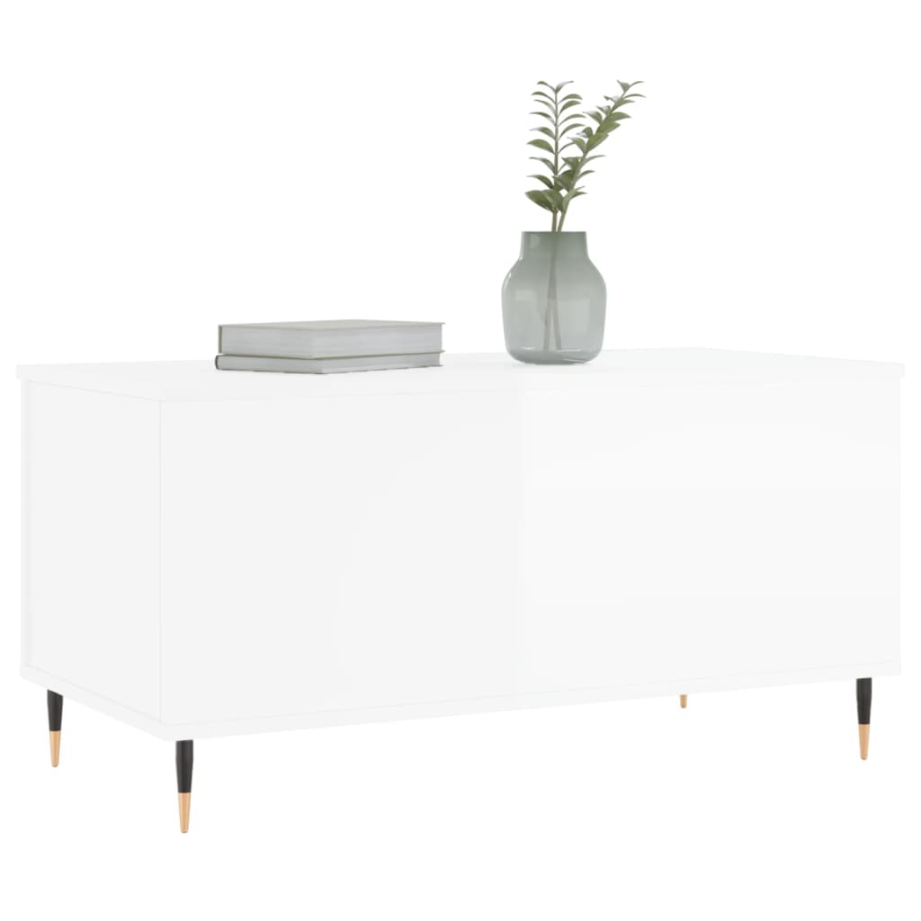 Coffee Table High Gloss White 90x44,5x45 cm Engineered Wood