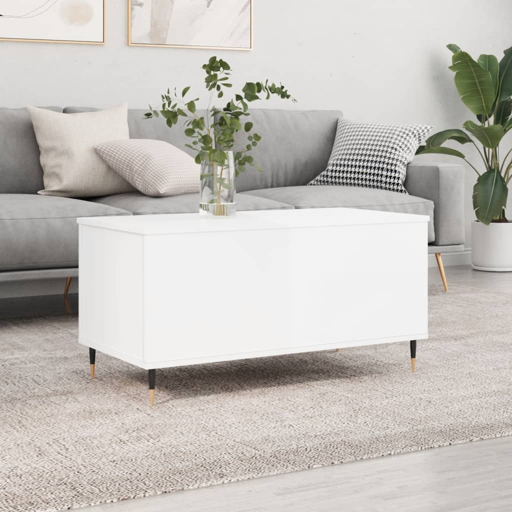 Coffee Table High Gloss White 90x44,5x45 cm Engineered Wood