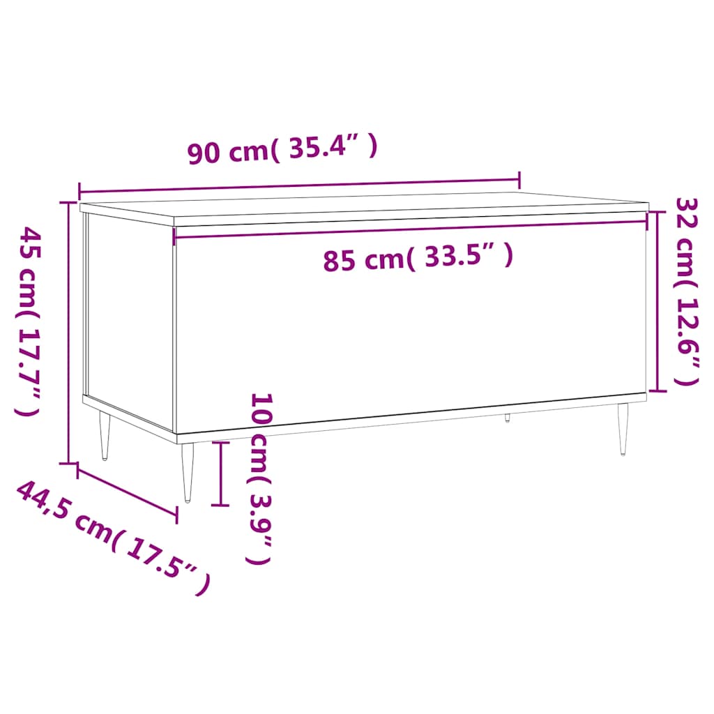 Coffee Table Brown Oak 90x44,5x45 cm Engineered Wood