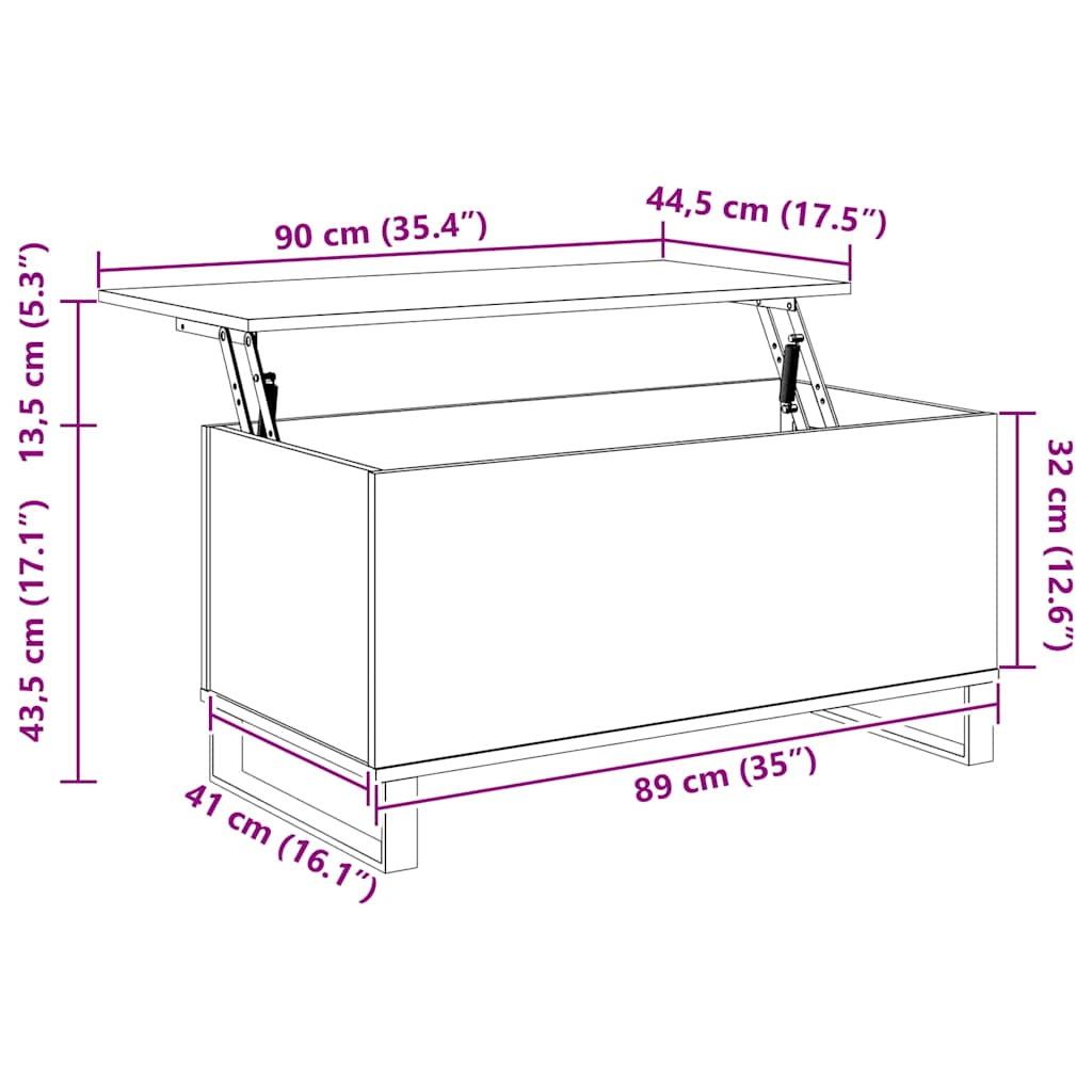 Coffee Table Grey Sonoma 90x44,5x45 cm Engineered Wood