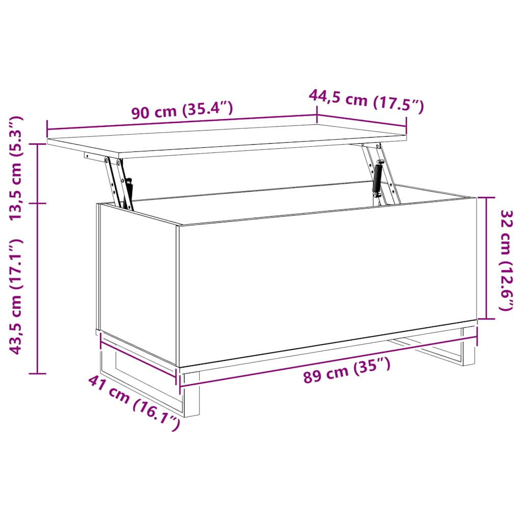 Coffee Table Brown Oak 90x44,5x45 cm Engineered Wood