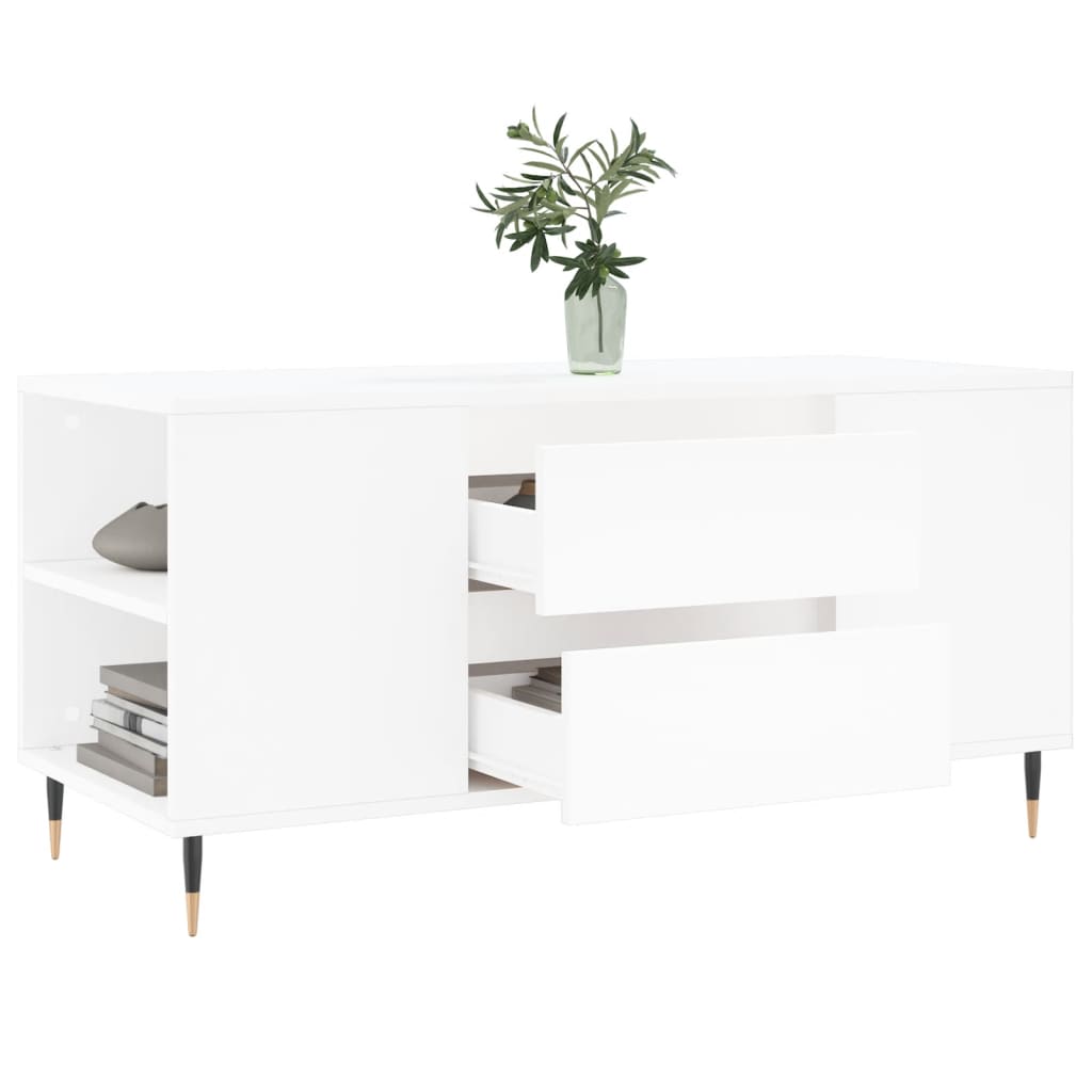Coffee Table White 102x44,5x50 cm Engineered Wood