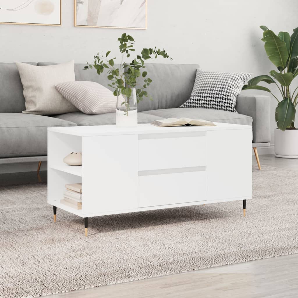 Coffee Table White 102x44,5x50 cm Engineered Wood