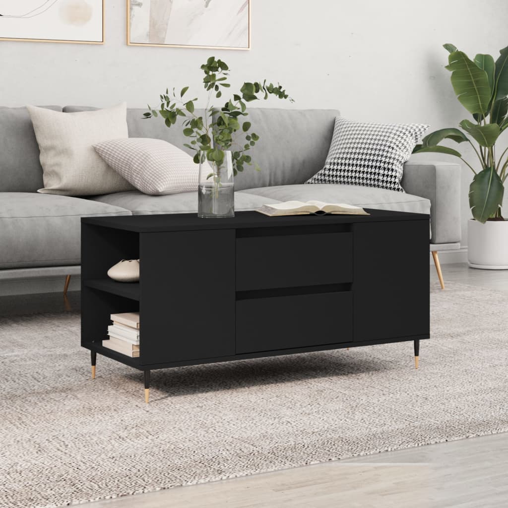 Coffee Table Black 102x44,5x50 cm Engineered Wood