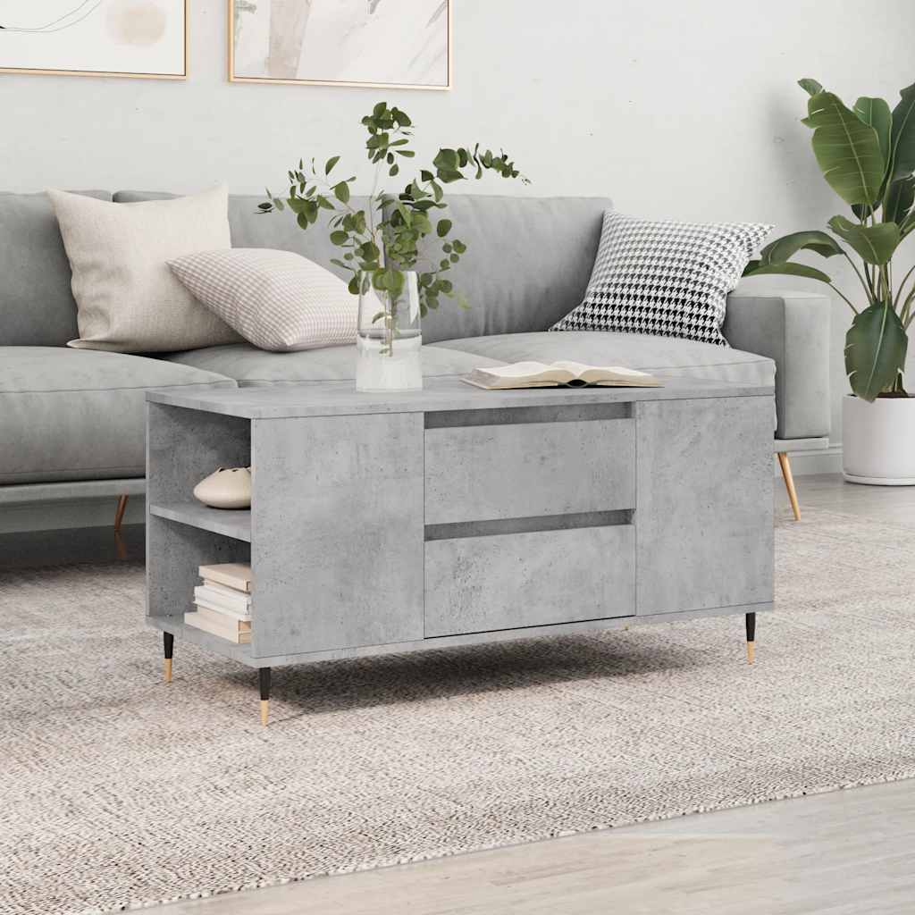 Coffee Table Concrete Grey 102x44,5x50 cm Engineered Wood