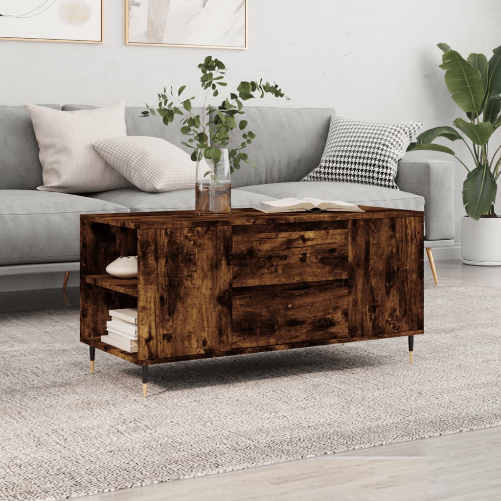 Coffee Table Smoked Oak 102x44,5x50 cm Engineered Wood