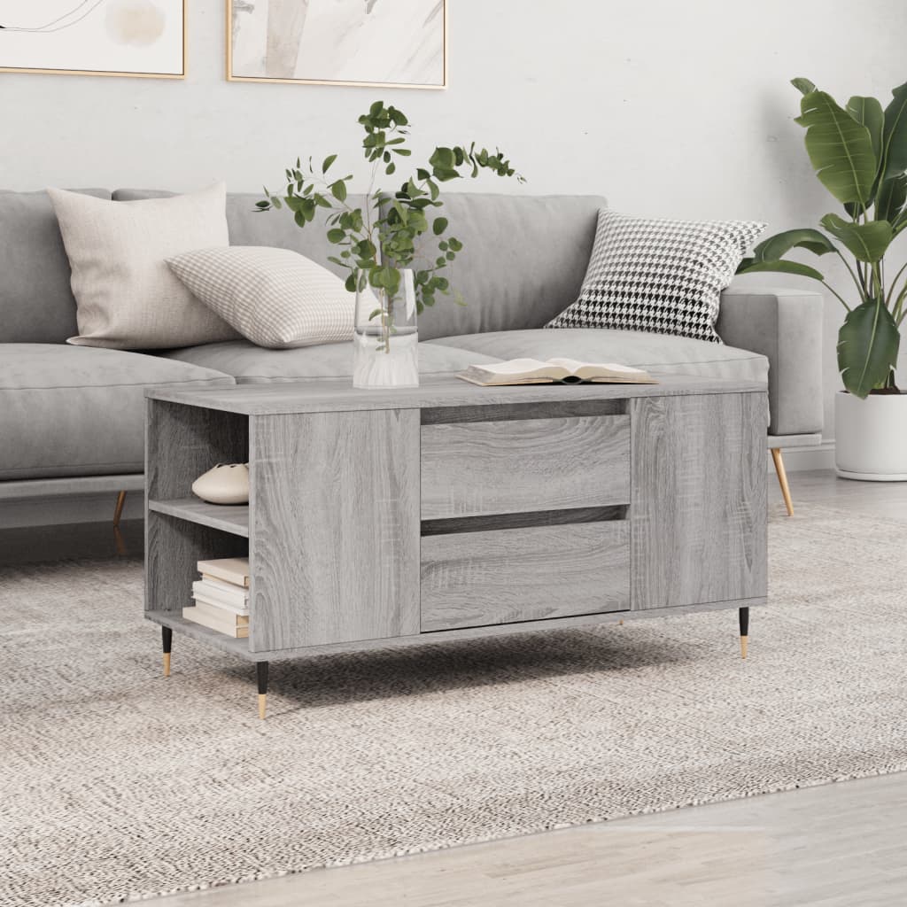 Coffee Table Grey Sonoma 102x44,5x50 cm Engineered Wood