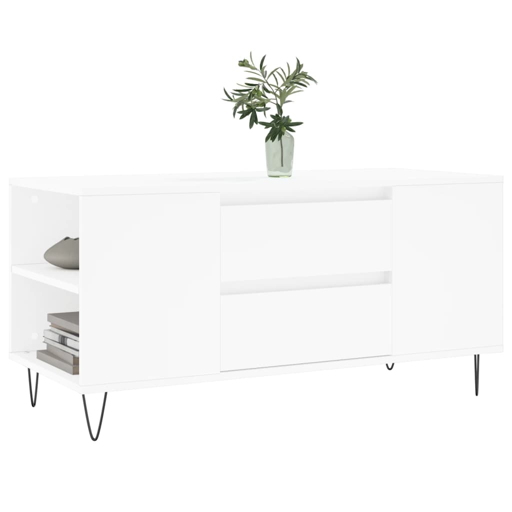 Coffee Table White 102x44,5x50 cm Engineered Wood