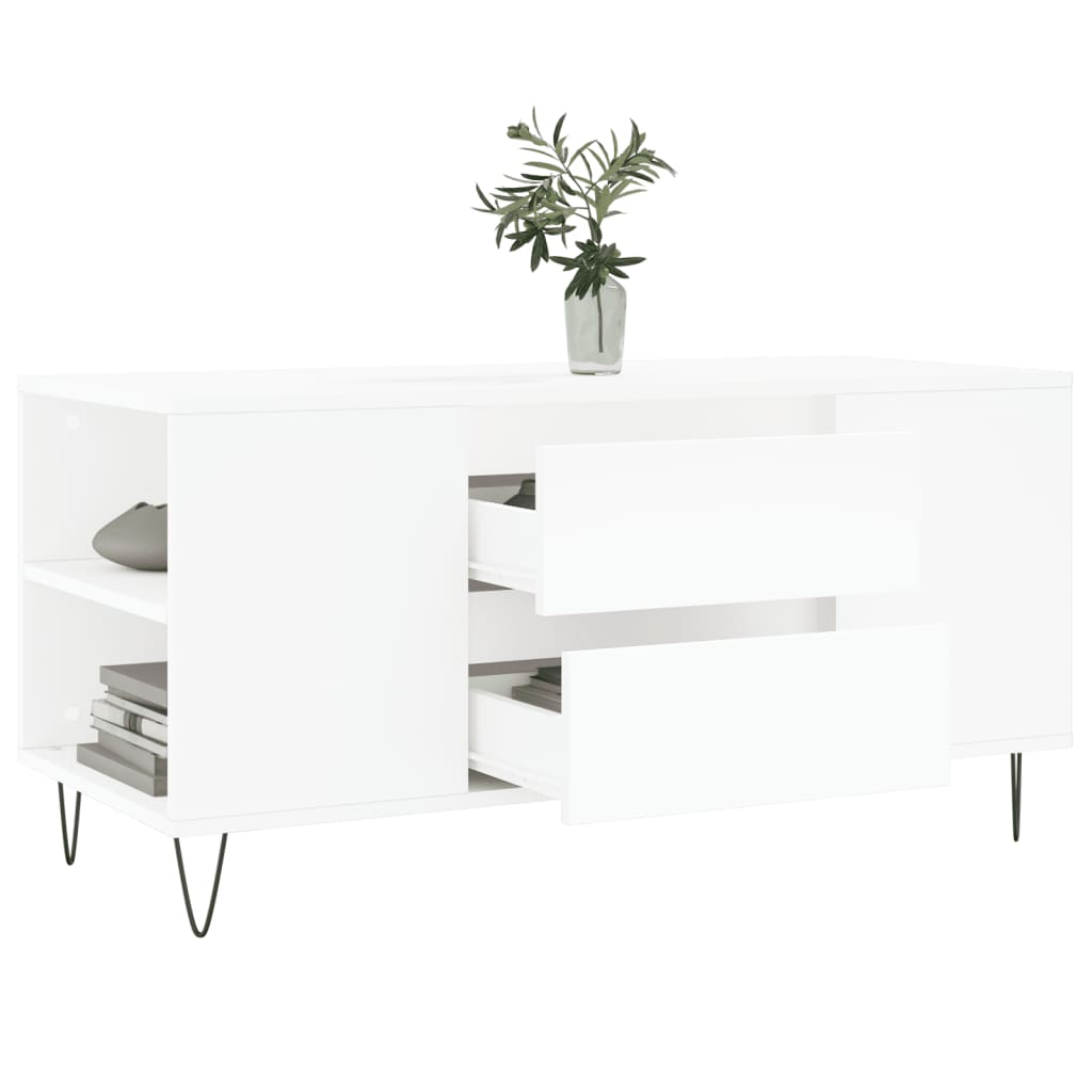 Coffee Table White 102x44,5x50 cm Engineered Wood