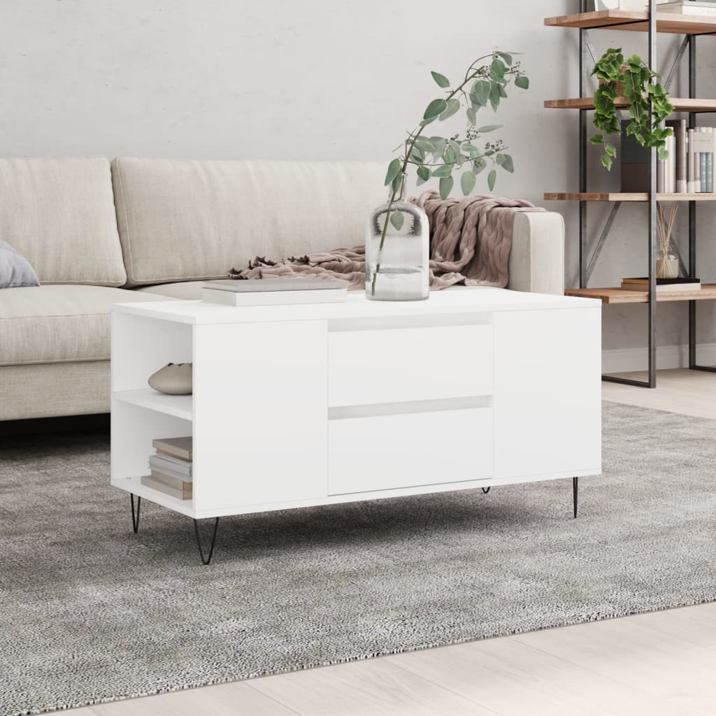Coffee Table White 102x44,5x50 cm Engineered Wood