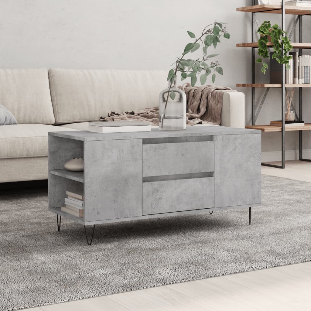 Coffee Table Concrete Grey 102x44,5x50 cm Engineered Wood
