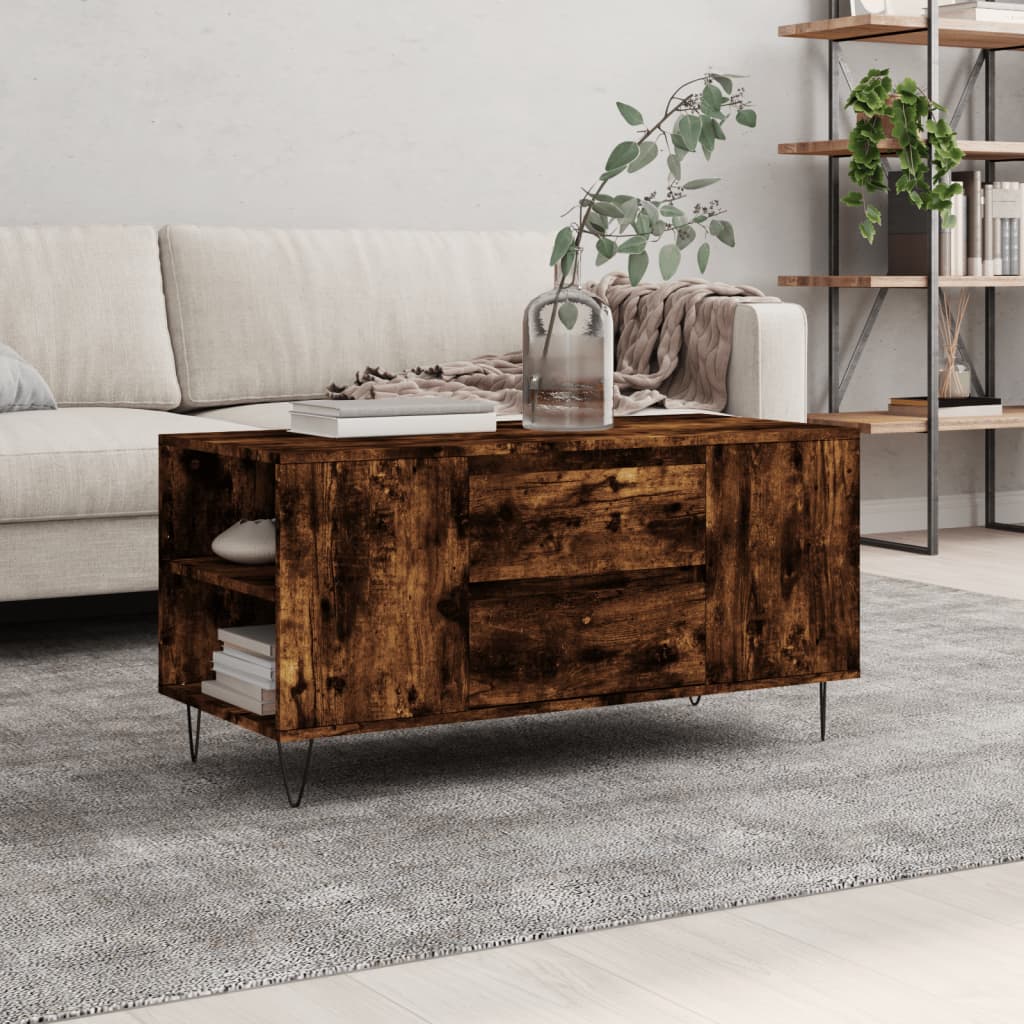 Coffee Table Smoked Oak 102x44,5x50 cm Engineered Wood