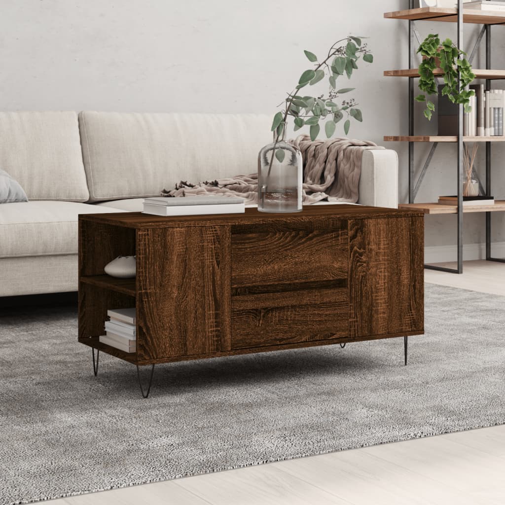 Coffee Table Brown Oak 102x44,5x50 cm Engineered Wood