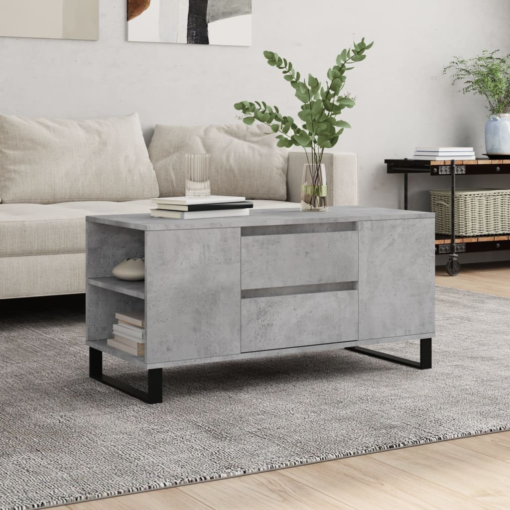 Coffee Table Concrete Grey 102x44,5x50 cm Engineered Wood