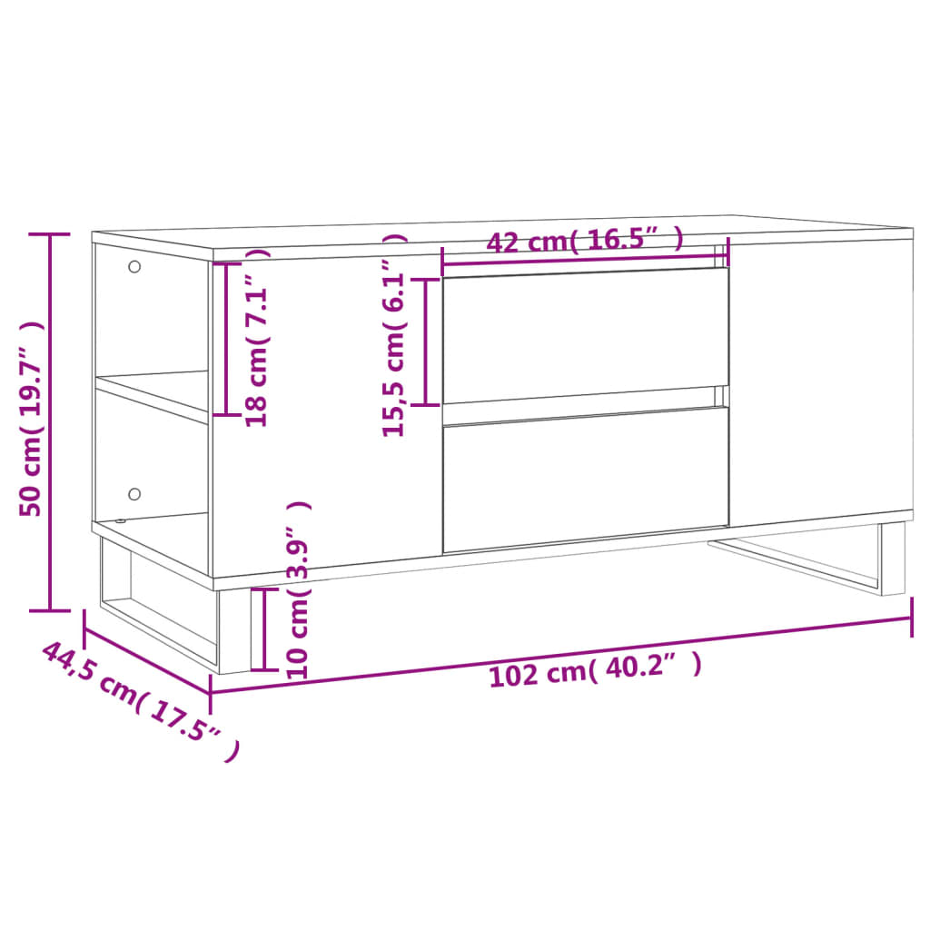 Coffee Table Smoked Oak 102x44,5x50 cm Engineered Wood