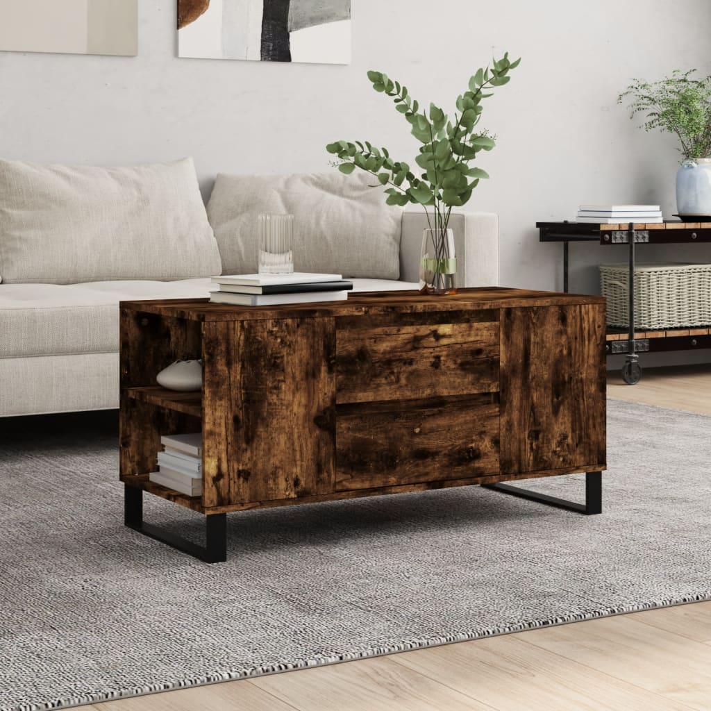 Coffee Table Smoked Oak 102x44,5x50 cm Engineered Wood