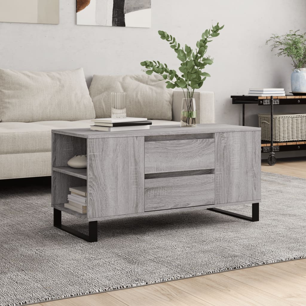 Coffee Table Grey Sonoma 102x44,5x50 cm Engineered Wood