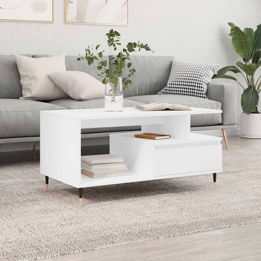 Coffee Table White 90x49x45 cm Engineered Wood