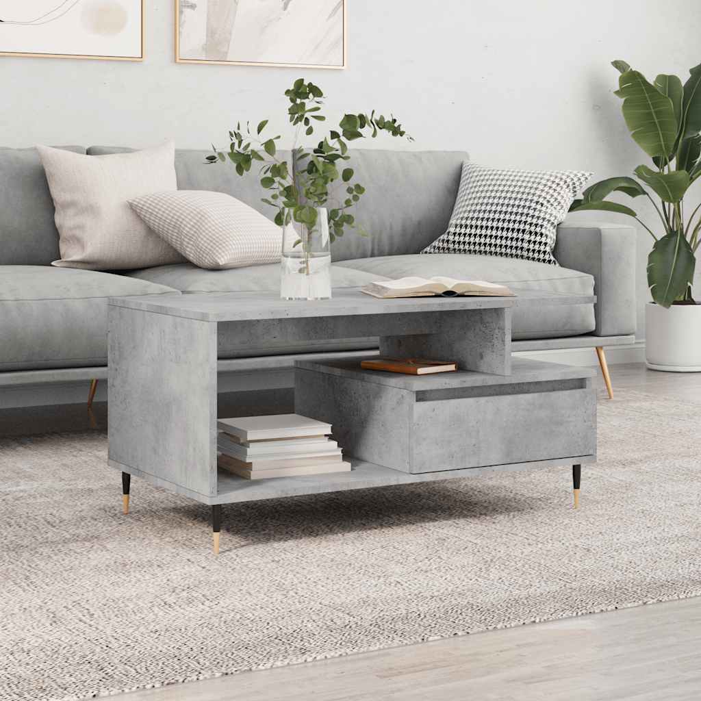 Coffee Table Concrete Grey 90x49x45 cm Engineered Wood