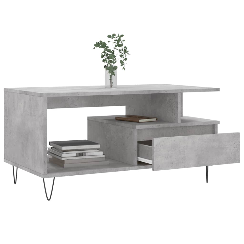 Coffee Table Concrete Grey 90x49x45 cm Engineered Wood