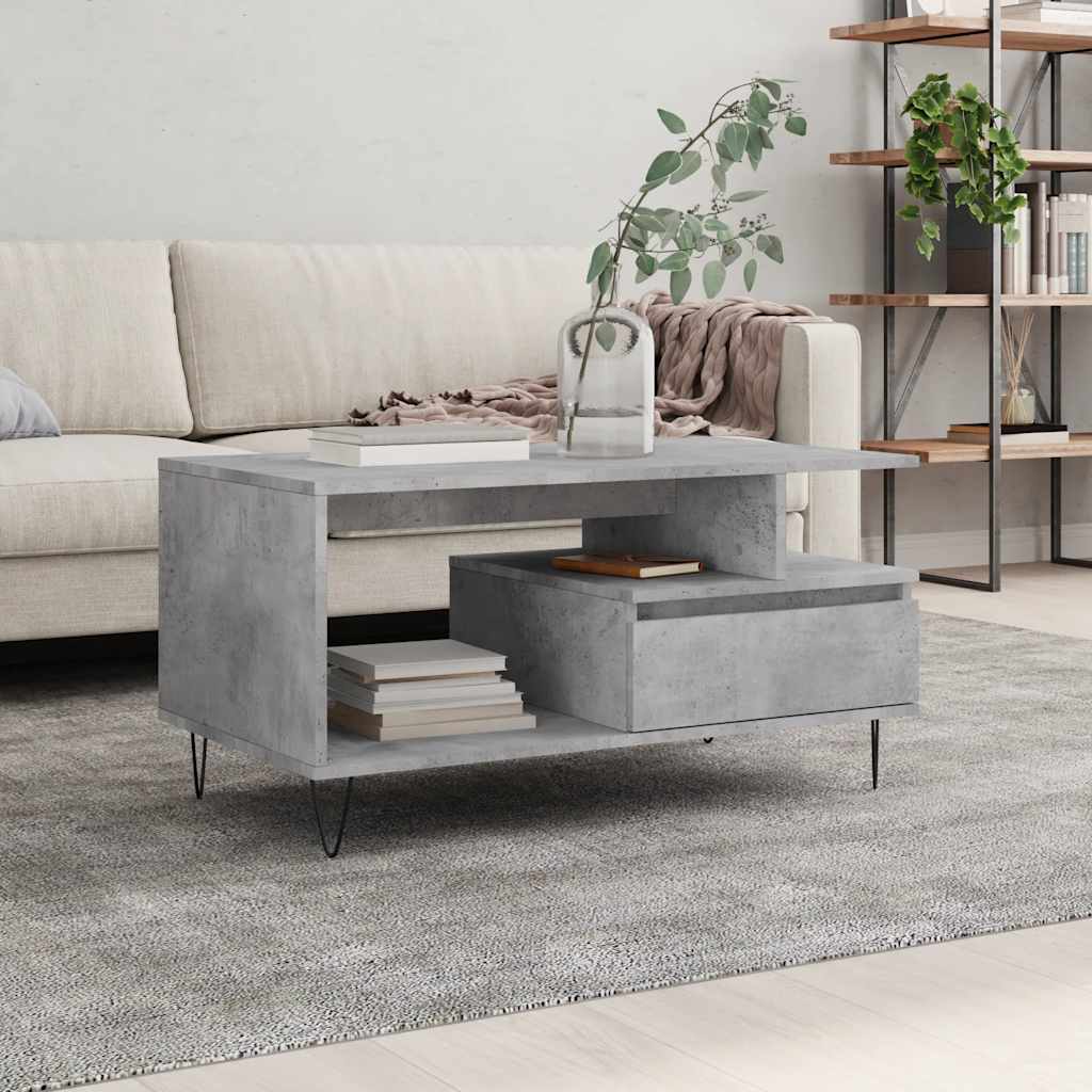 Coffee Table Concrete Grey 90x49x45 cm Engineered Wood