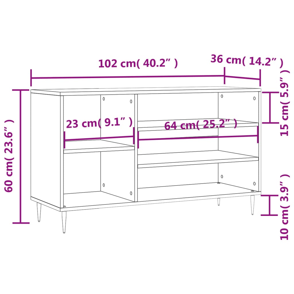 Shoe Cabinet Black 102x36x60 cm Engineered Wood