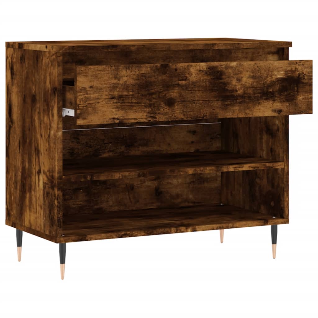 vidaXL Shoe Cabinet Smoked Oak 70x36x60 cm Engineered Wood